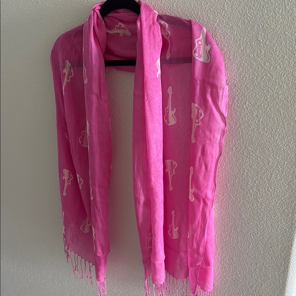 Pink Guitar Pattern Scarf